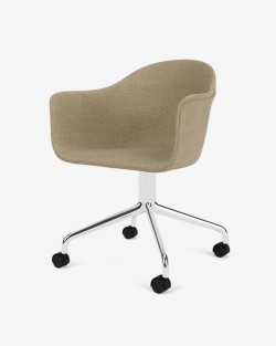 Harbour Dining Chair | Audo Copenhagen | Krzesło z polerowaną aluminiową podstawą Star na kółkach
