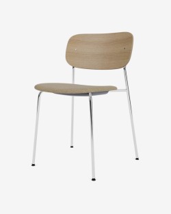 Co Dining Chair | Audo Copenhagen | Krzesło z chromowaną ramą i tapicerowanym siedziskiem