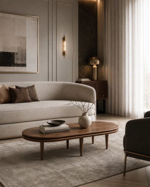 Groove Coffee Table Oval | dk3 | Owalny stolik kawowy z litego drewna