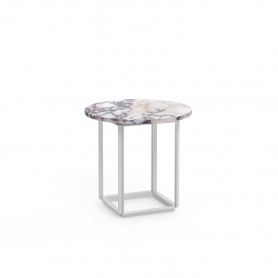 Florence Ø50 cm | stolik boczny | biały marmur White Viola Marble