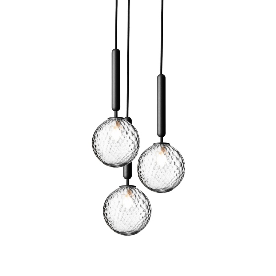 MIIRA 3 | lampa wisząca | satynowa czerń / przezroczyste szkło